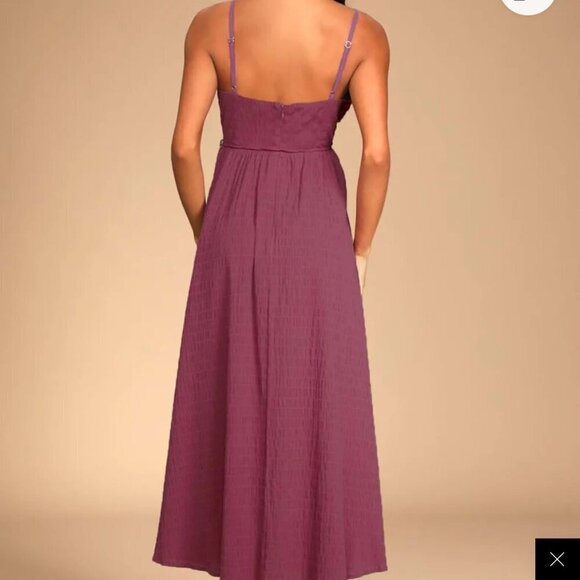 NWT Lulus Cue the Cuteness Mauve  Purple Twist Front Midi Dress, Size XS - Picture 4 of 16
